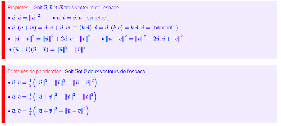 Formules prod sca